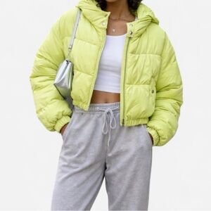 Love Tree Neon Yellow Puffer Jacket